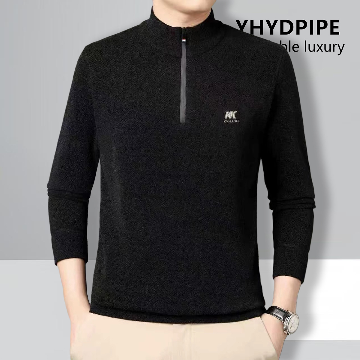 2025年新款男士毛衣保暖拉链卫衣百搭商务休闲半高领长袖打底衫