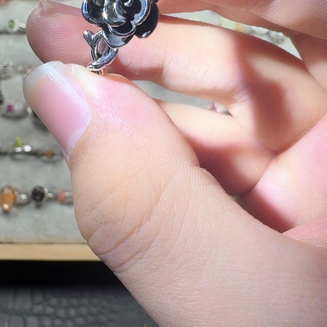 芙蓉石戒指银S925镶嵌