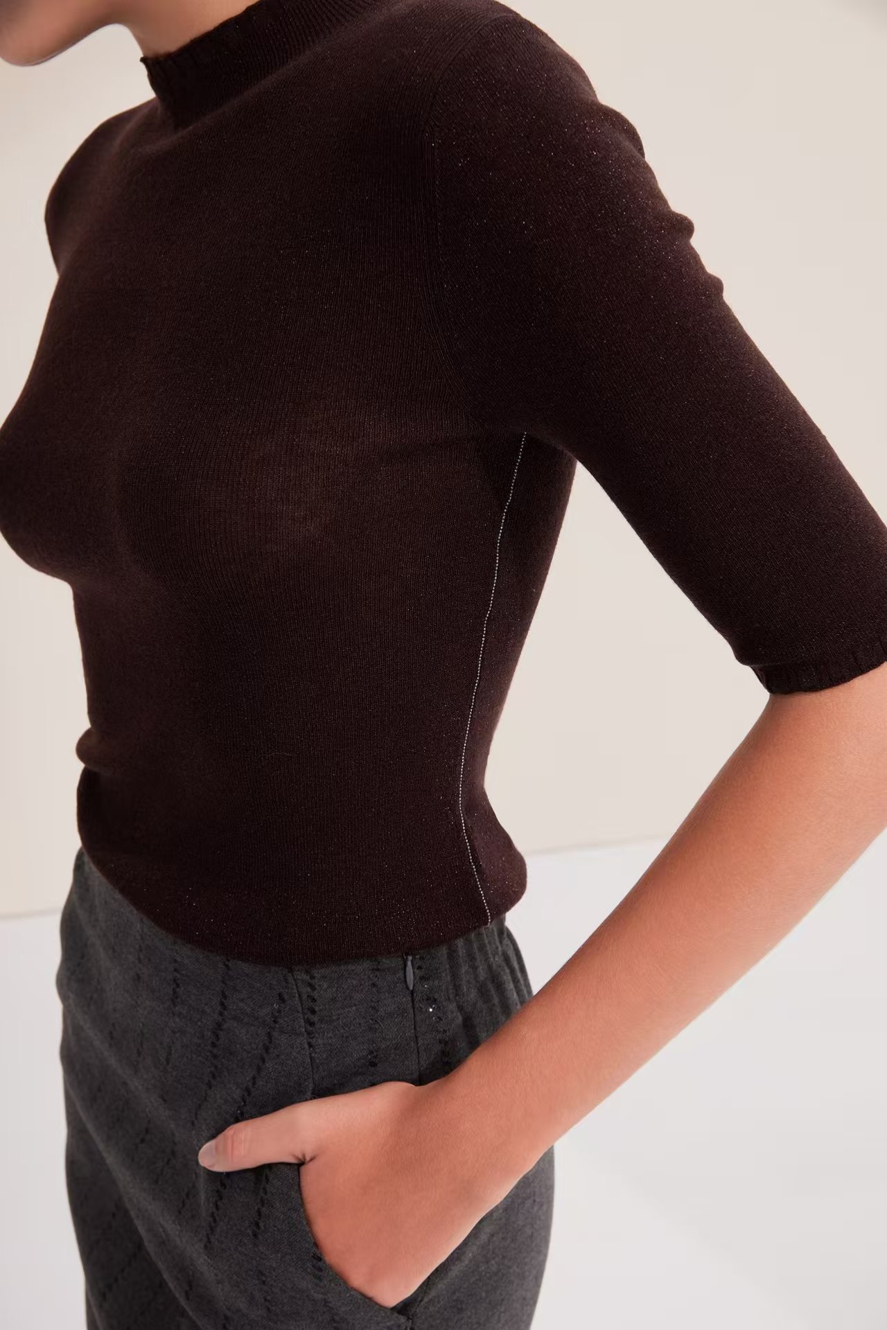 打底衫磨毛女毛针织衫百搭修身型套头款针织衫纯色