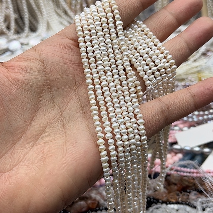 未镶嵌淡水珍珠珠宝半成品一条3.5mm左右珍珠