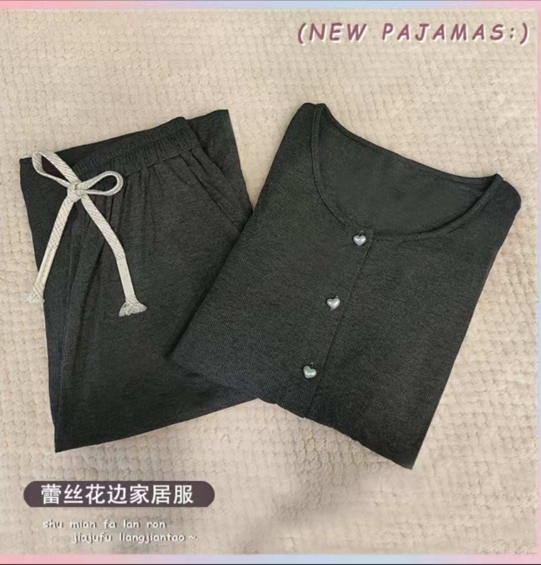 2025年春秋女款柔光软丝甜美舒适睡衣女可外穿冰丝套装家居服