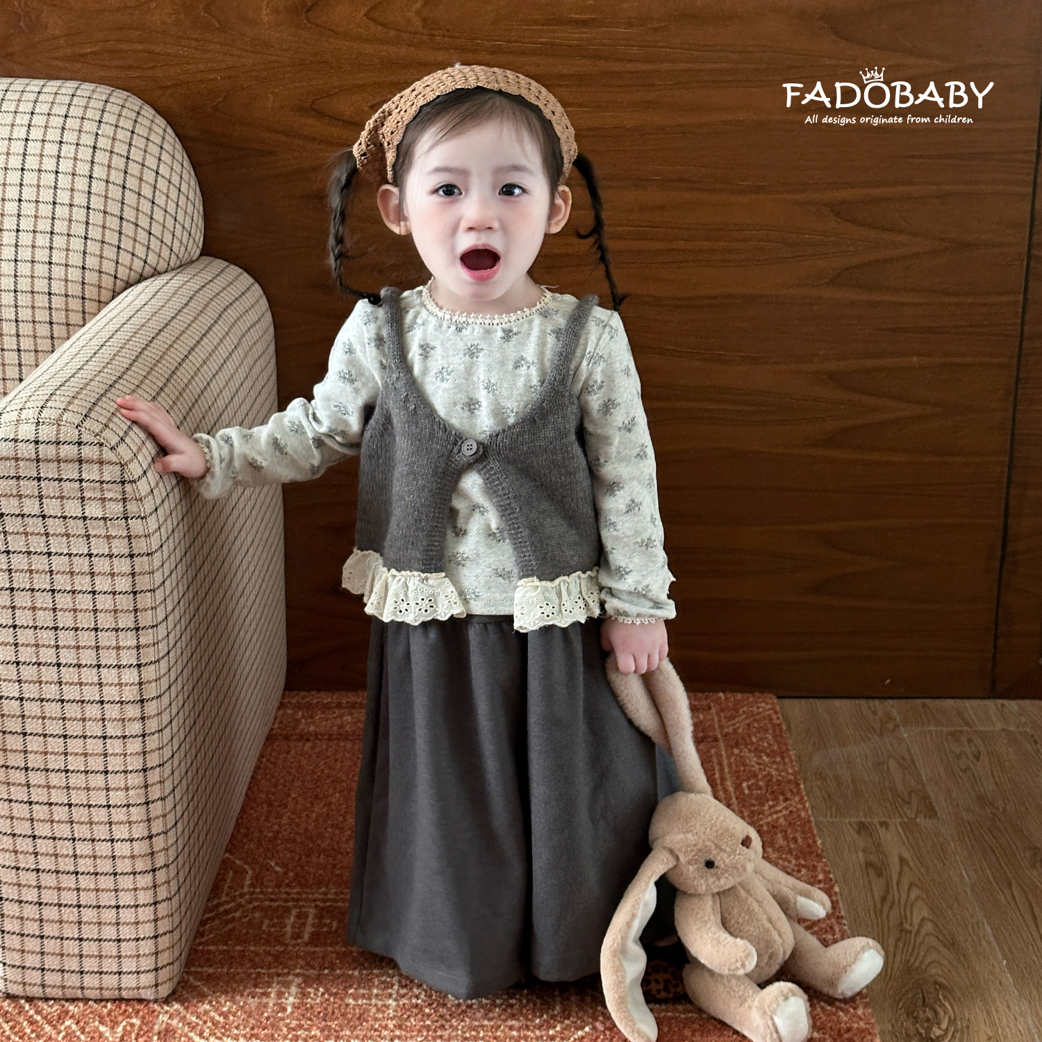 2025童装女童马甲套装秋季新款洋气韩版时髦儿童娃娃衫三件套