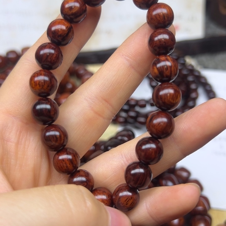 手串/手链花梨木类海南红降10圆珠黄油微瑕