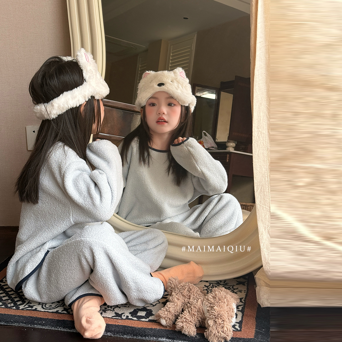 现货「麦麦秋」【马卡龙】雪粒绒女中大童冬季家居服睡衣套装GD2694
