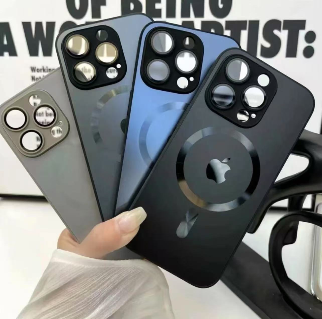 2025爆款适用苹果16/15/14/13/12/11/自带镜头膜AG磨砂磁吸手机壳