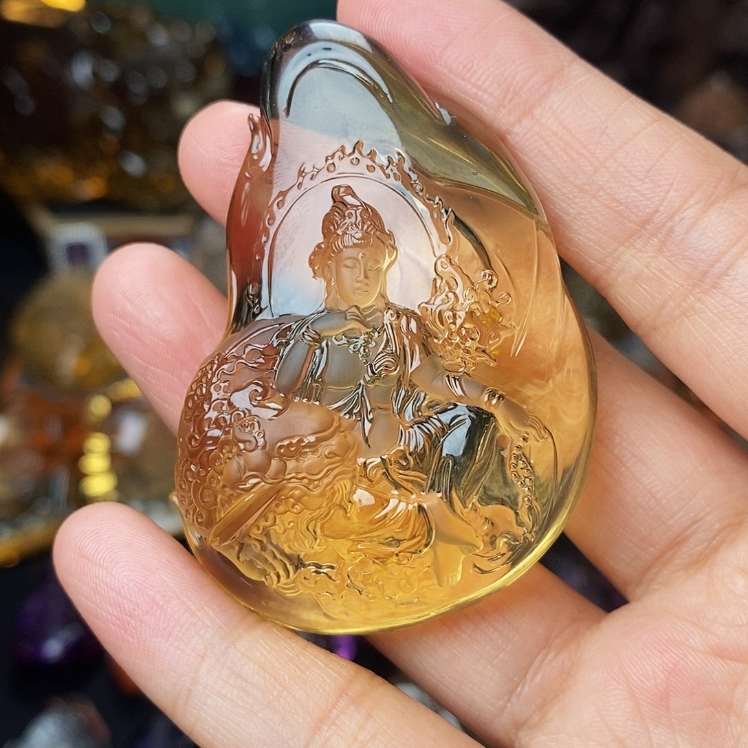 水晶吊坠未镶嵌文殊菩萨放漏