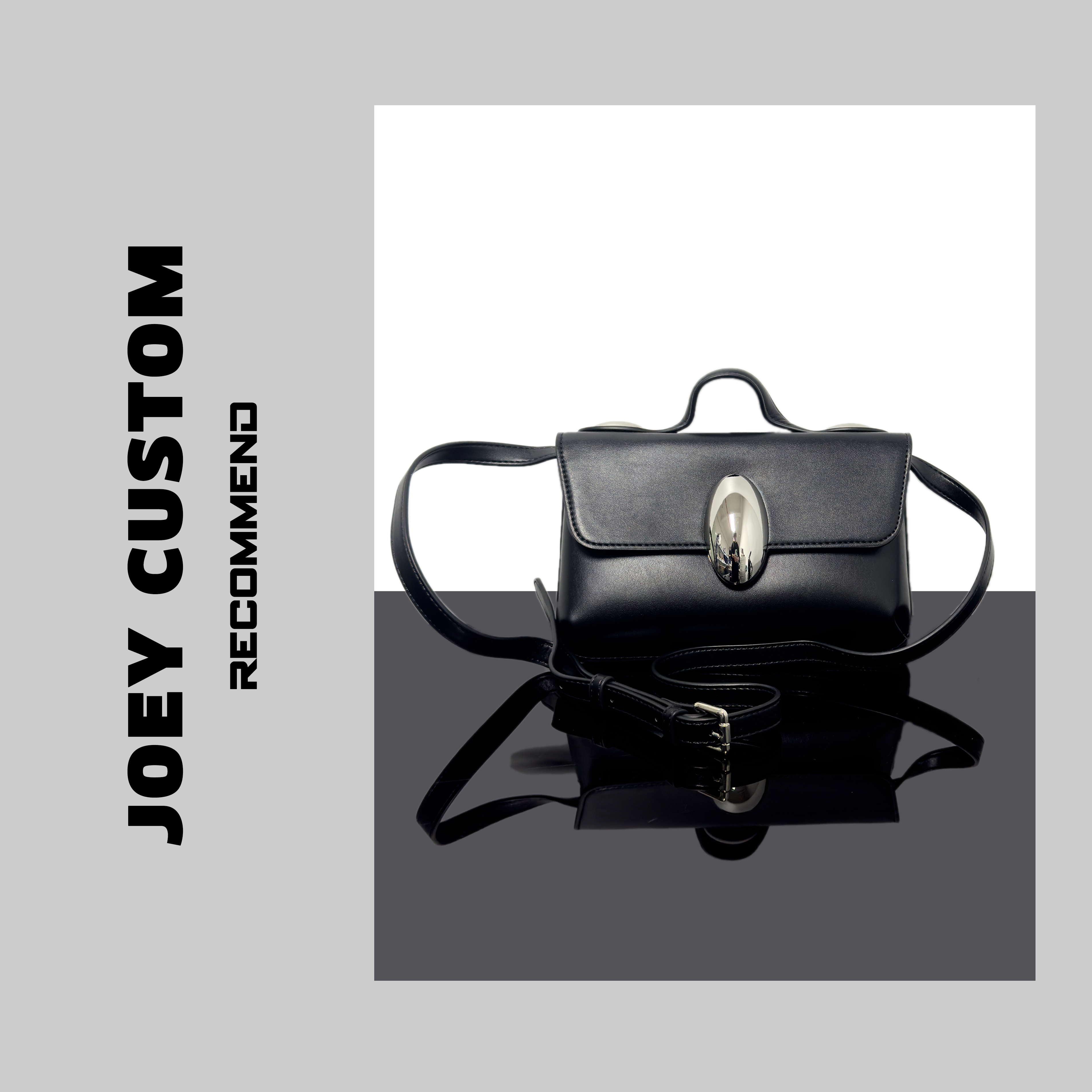 JOEY | 小众设计款学院风金属椭圆小方包单肩包 31103