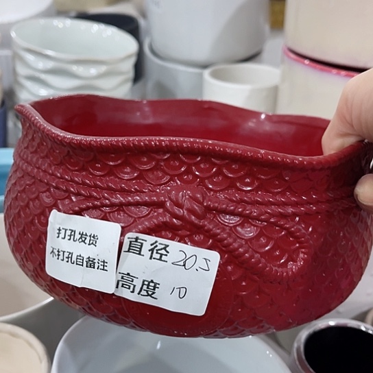 多肉绿植陶瓷花盆9.9包邮，有孔