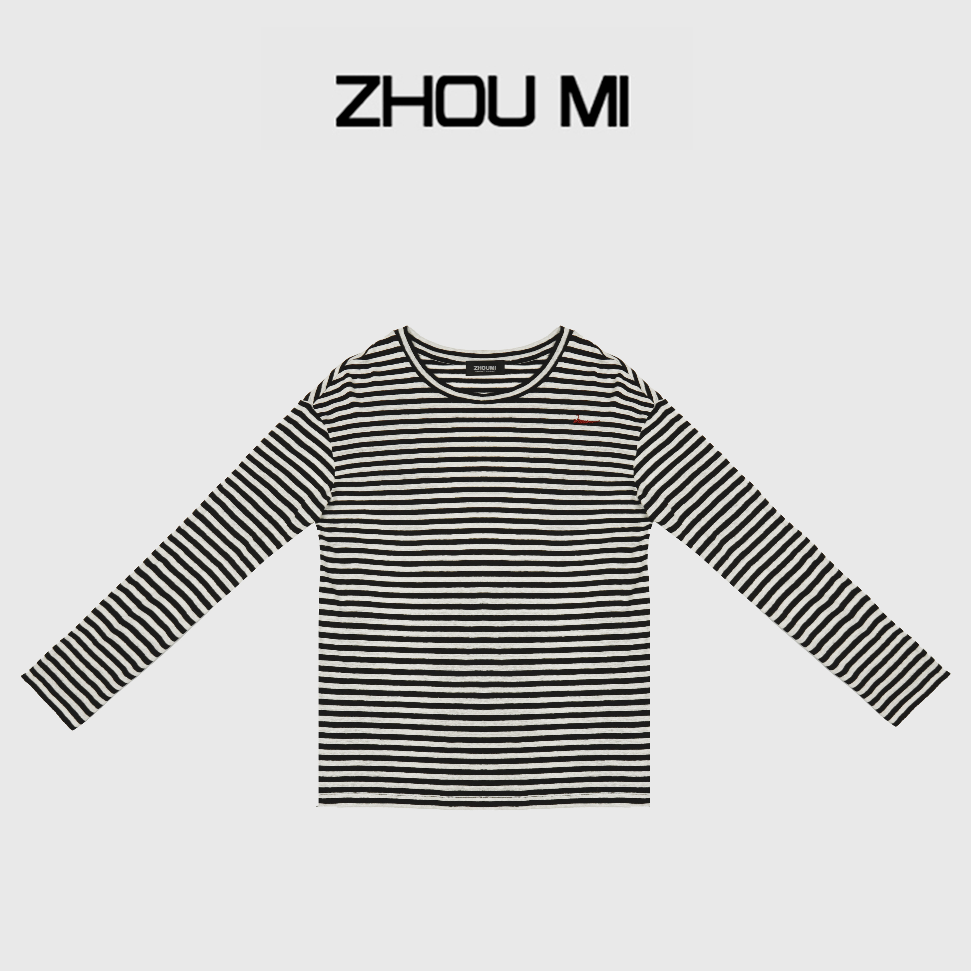 ZHOU MI “复古休闲”宽松条纹长袖T恤 ZT1512