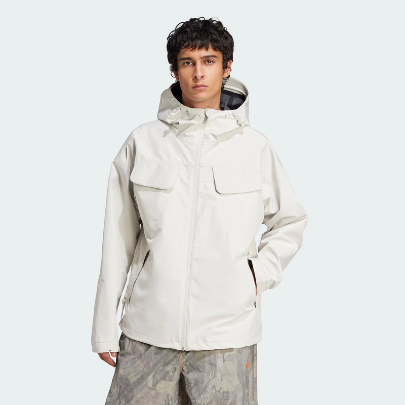 adidas三叶草简约百搭运动连帽冲锋衣夹克外套 JD5877