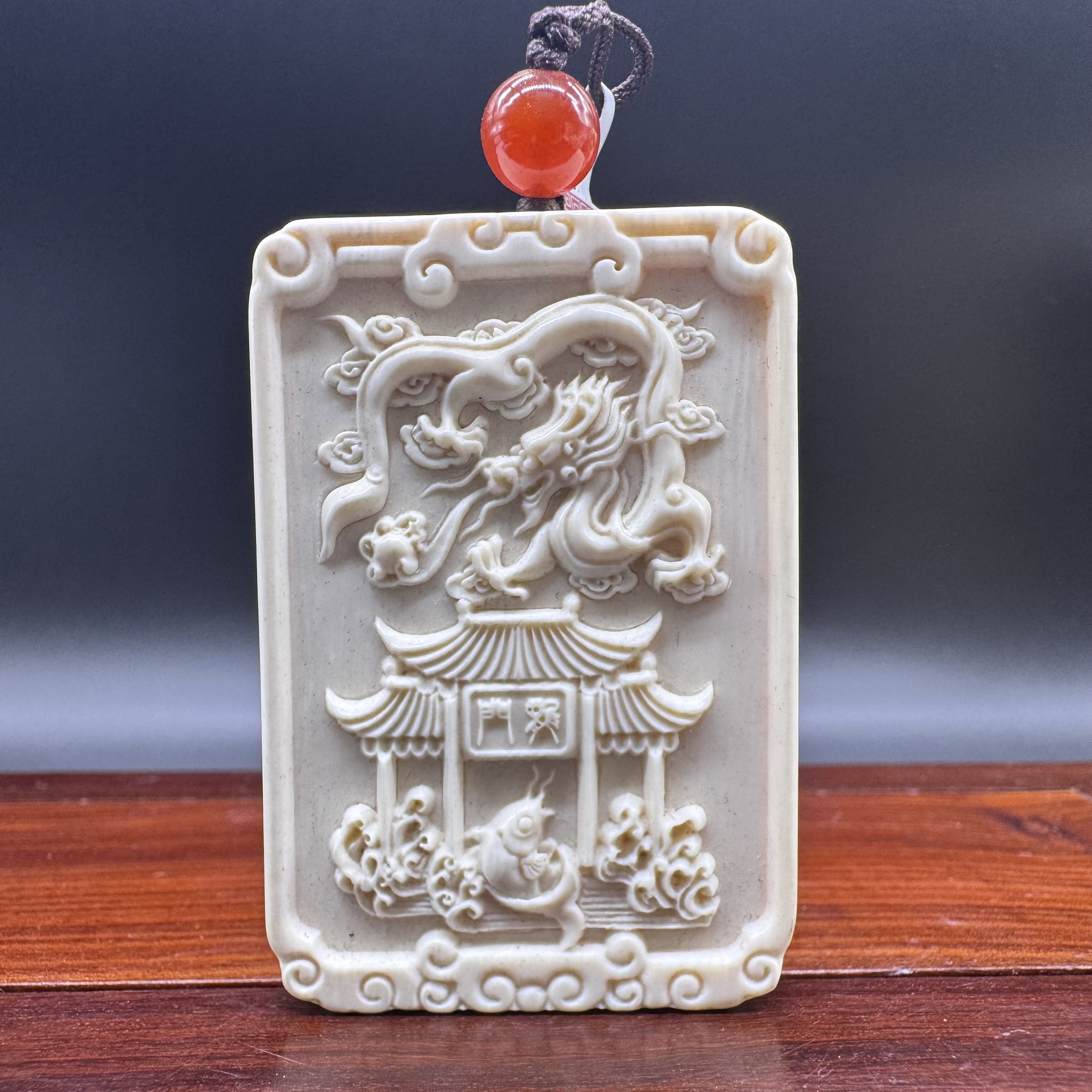 上古冰川猛犸象鲤鱼跃龙门方牌吊坠60/40/8mm