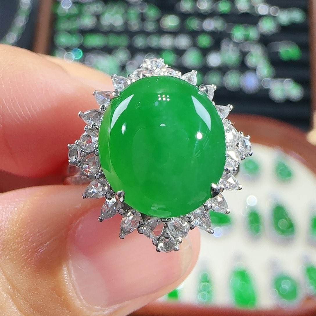 翡翠18K金镶嵌吊坠(不含链)