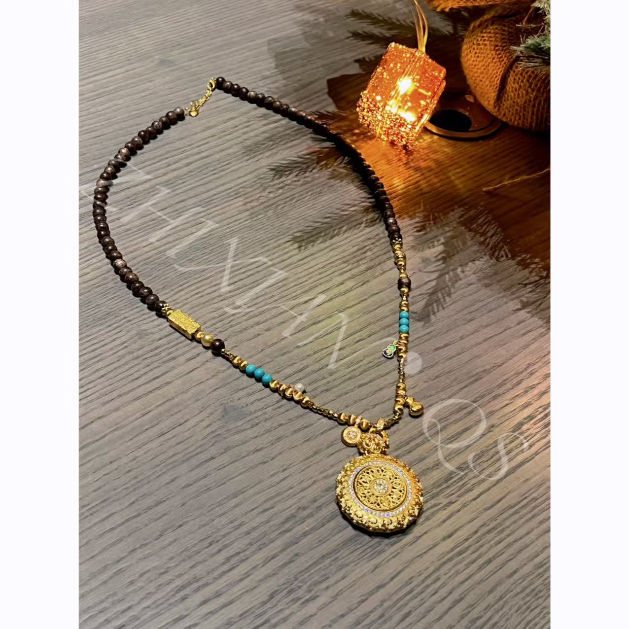 合金木质项链 【智贤轻奢】时来运转-百搭金色项链