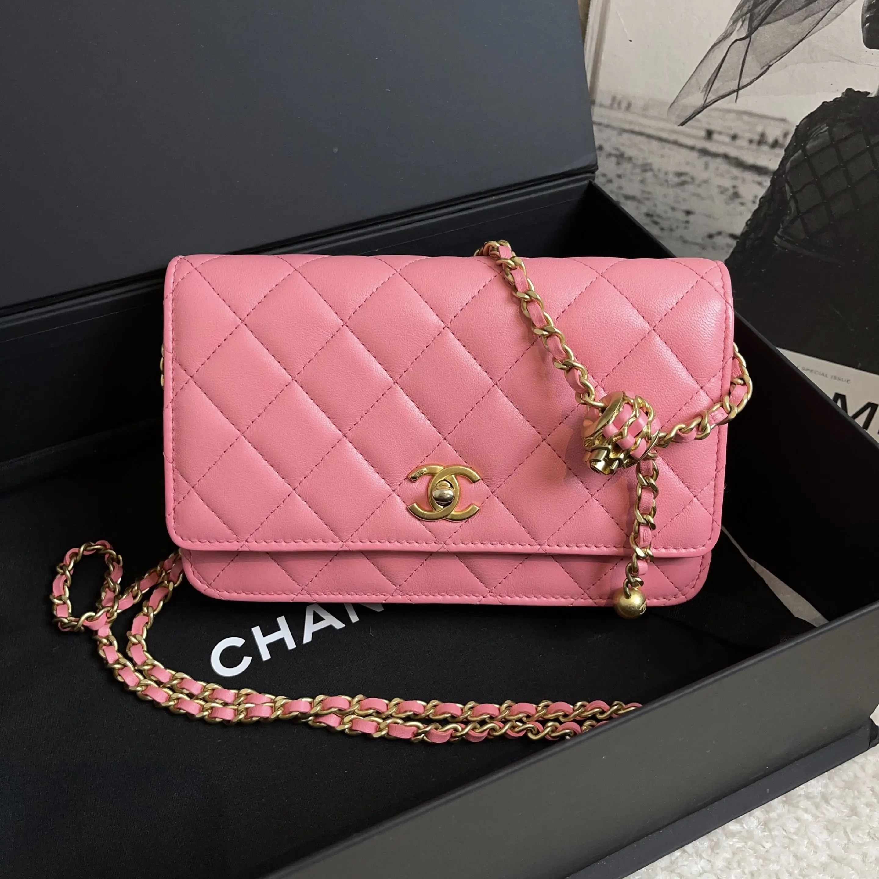 95新 Chanel/香奈儿 十一/22s蜜桃粉金球woc/83873371/代卖服务