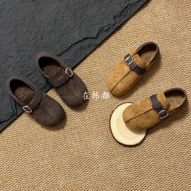 【ZHD】一脚蹬两穿加绒勃肯鞋 2025新款秋冬厚底内增博肯棉鞋39616