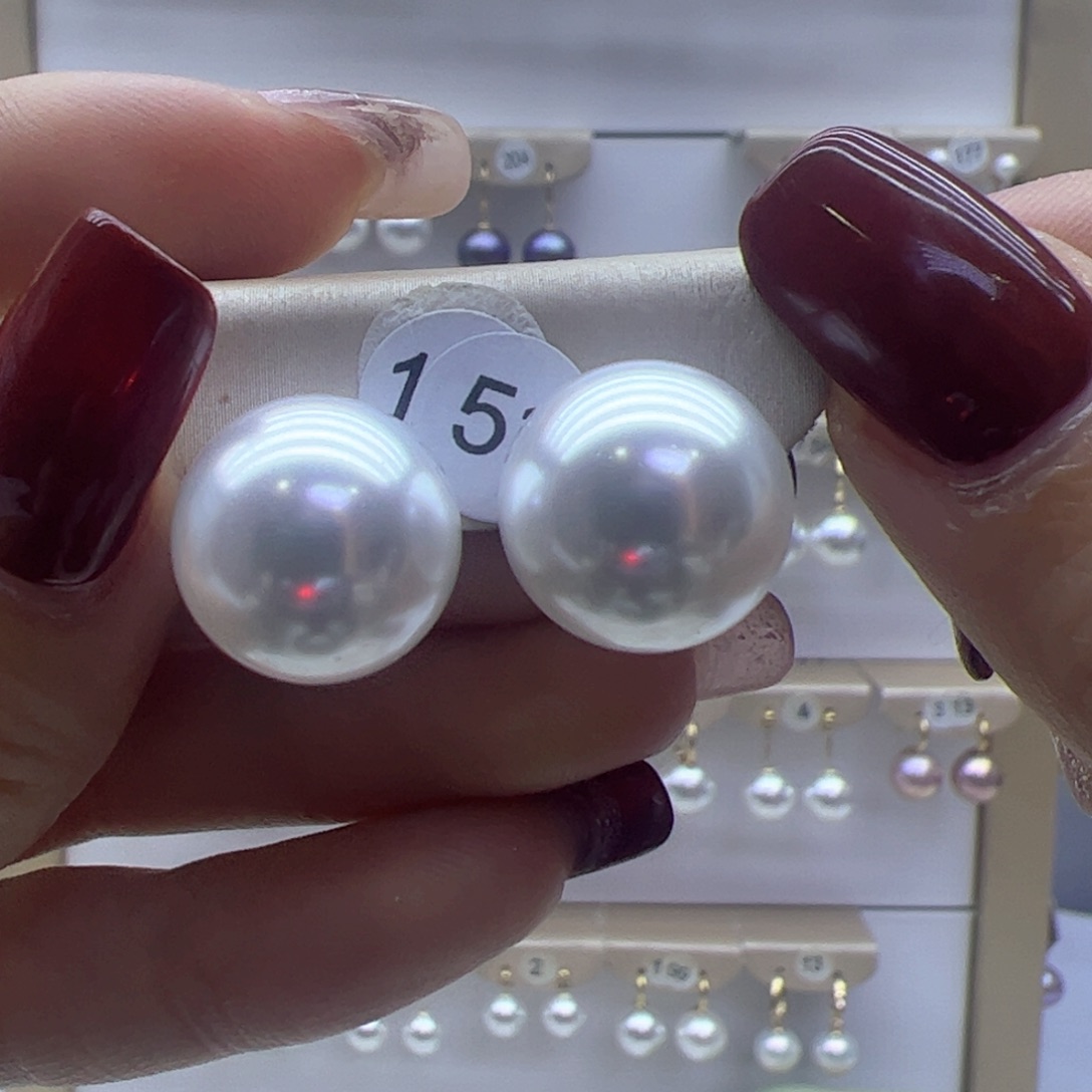 淡水珍珠耳饰18K金镶嵌