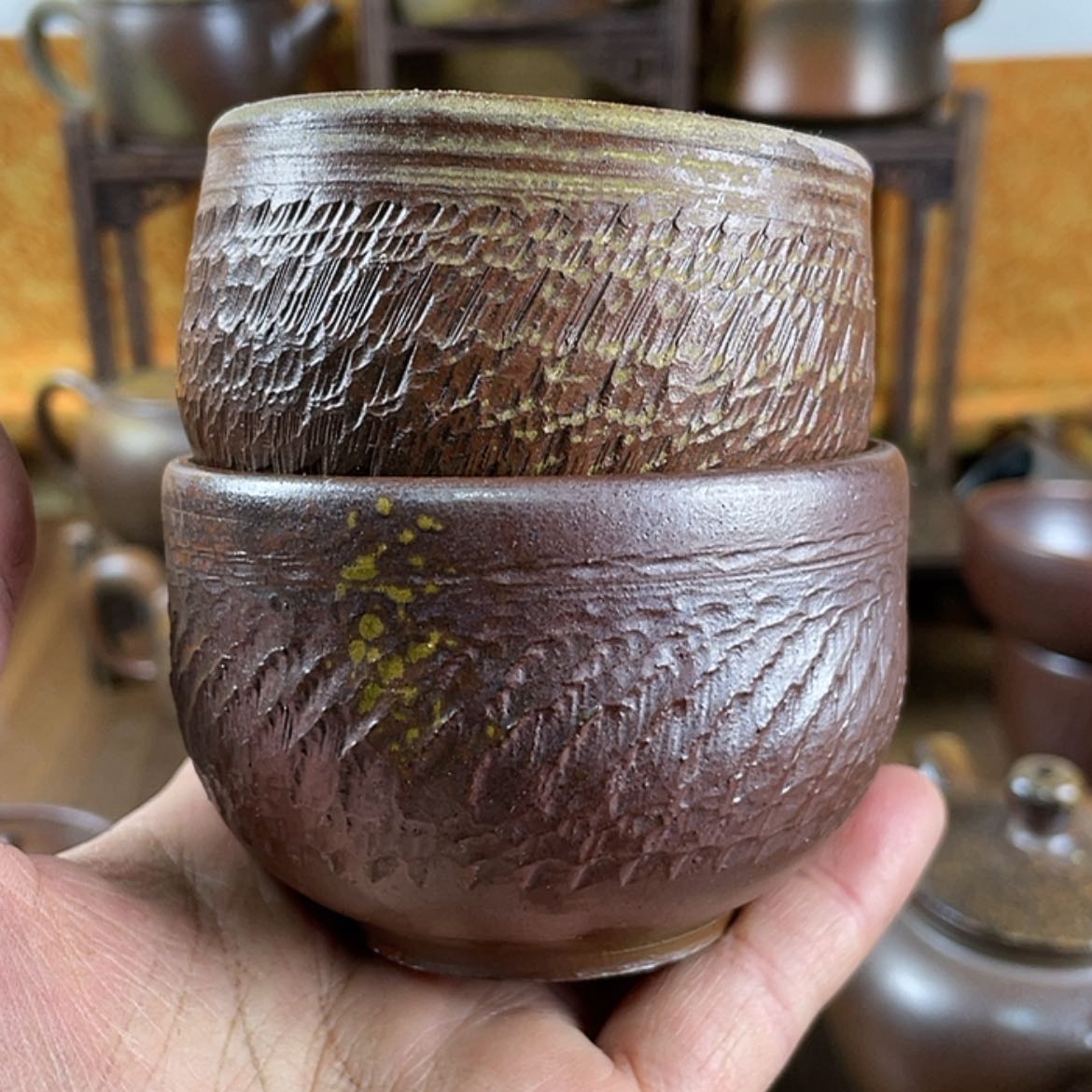 【闪购商品】做****生柴烧主人杯2个微瑕
