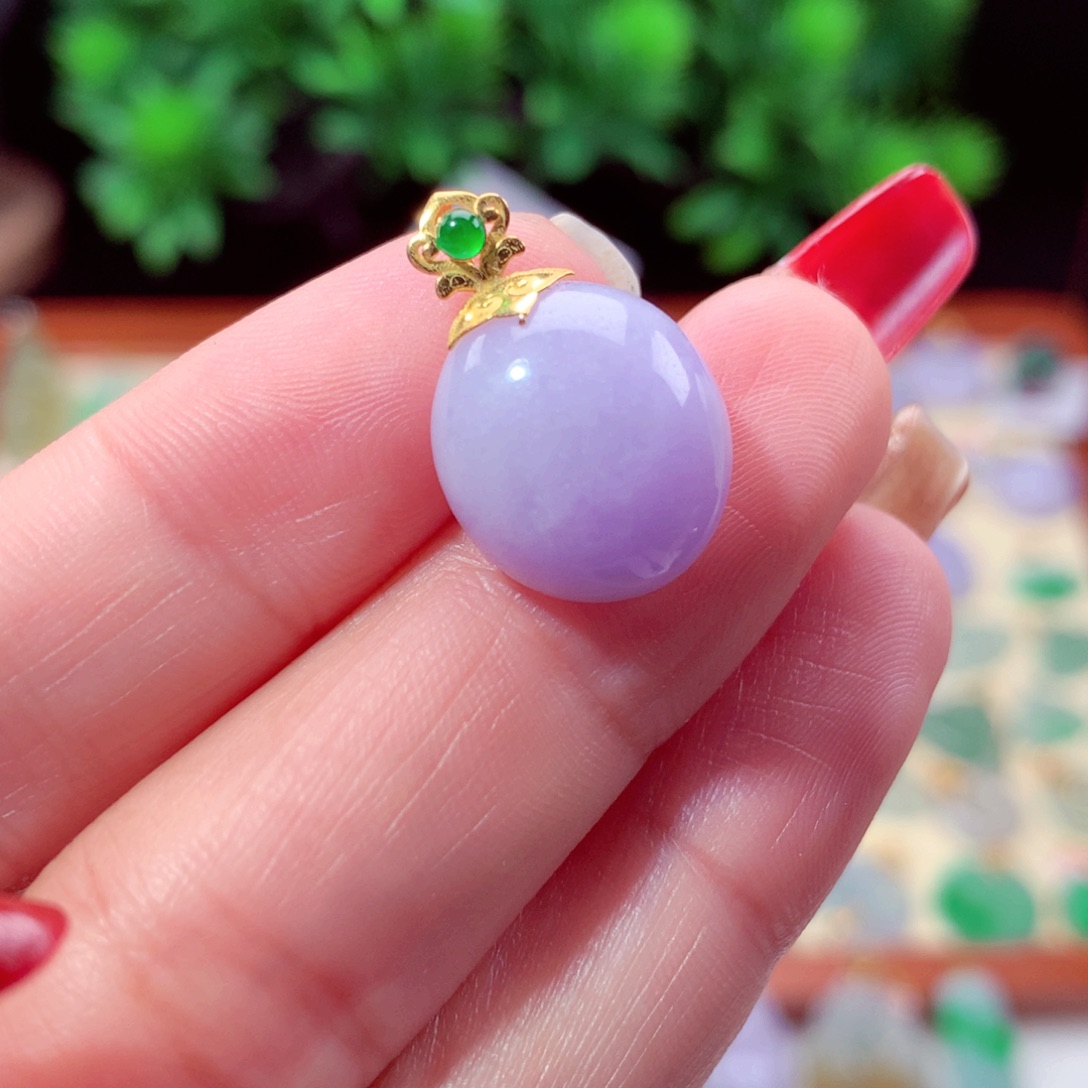 翡翠吊坠(不含链)18K金镶嵌