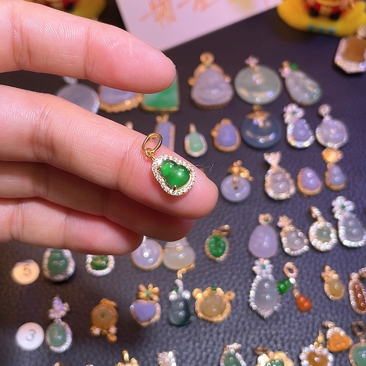 翡翠银S925镶嵌吊坠(不含链)天然翡翠