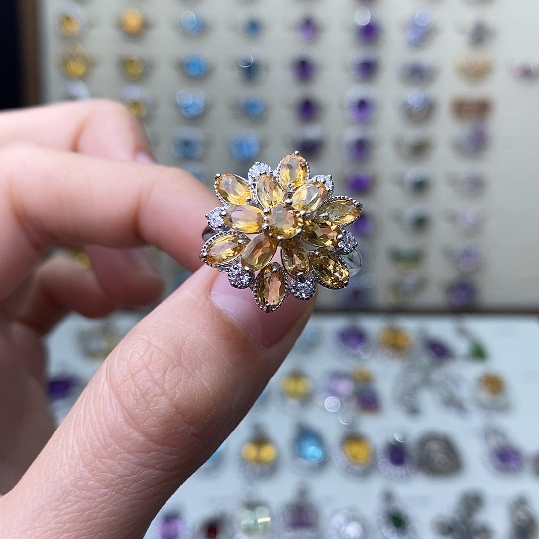 黄晶戒指银S925镶嵌（需要证书备注）