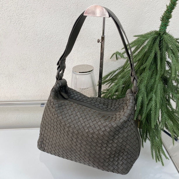 95新 BOTTEGA VENETA/葆蝶家 鼠尾草绿双用hobo单肩斜挎包 123818
