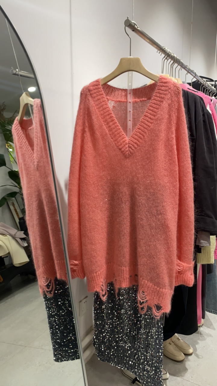 福利 蜜桃粉马海毛毛衣 NO退换