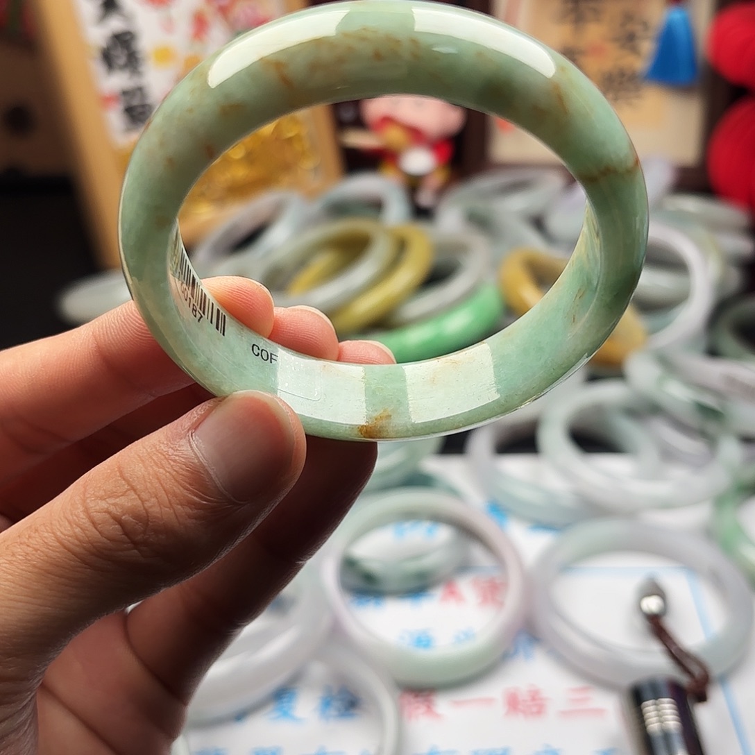 翡翠未镶嵌手镯58x2 14