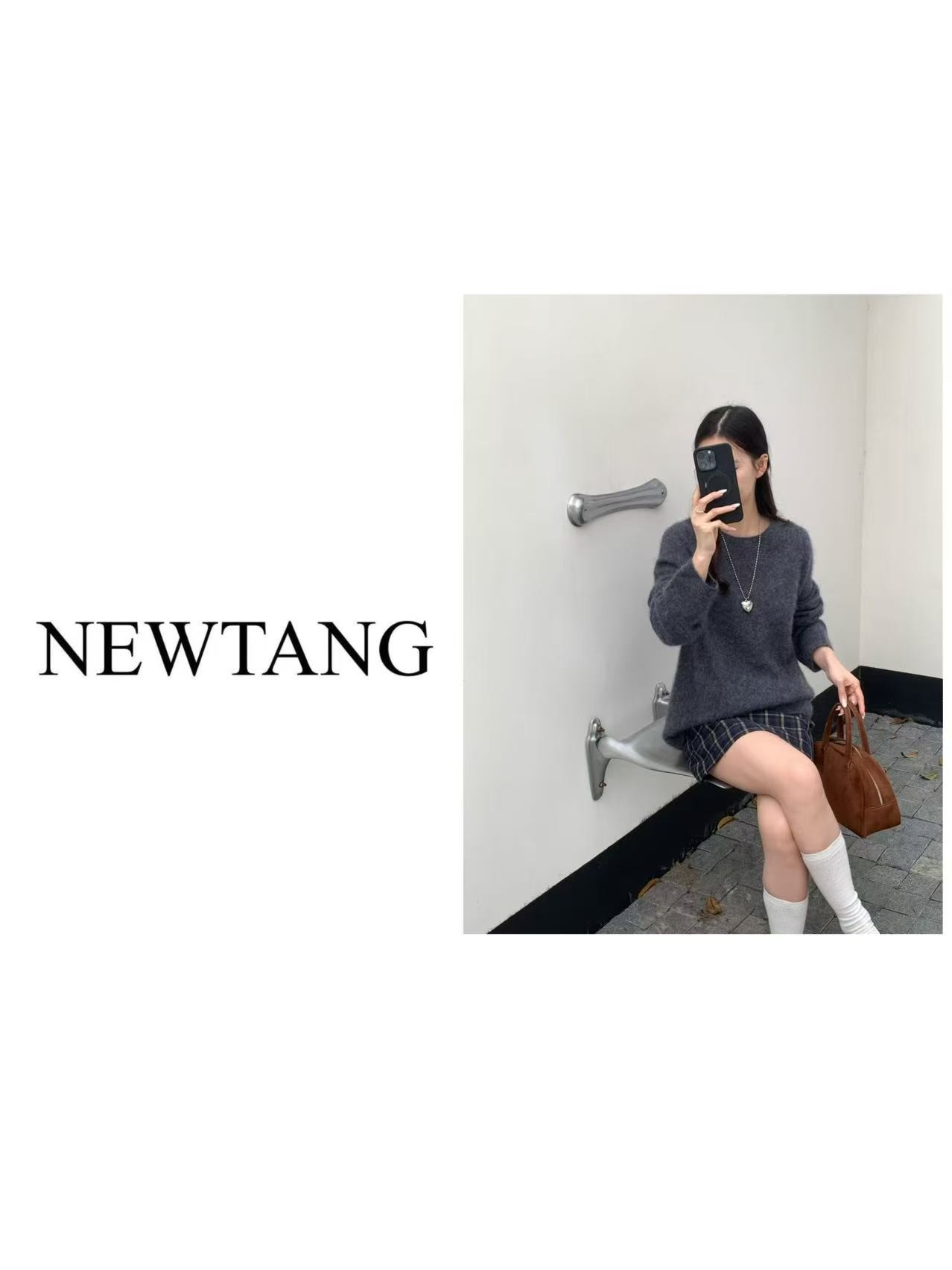 【100%羊毛圆领】364针织衫女圆领时尚百搭上衣 炭灰