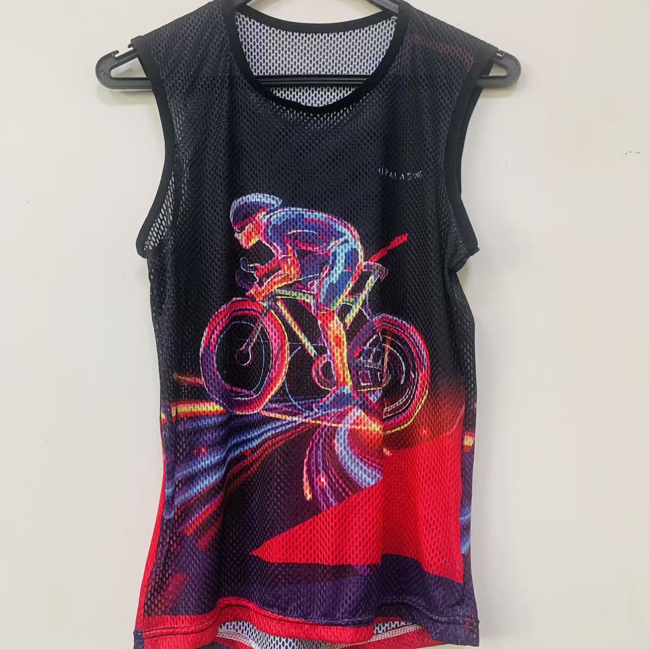 SQ 2672【炫彩单车提花大网排汗背心】速干内搭紧身 吸湿排汗 透气