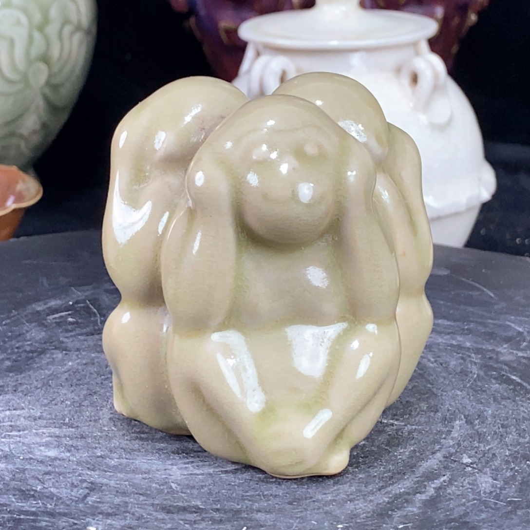 摆件耀州窑非礼勿视瓷器