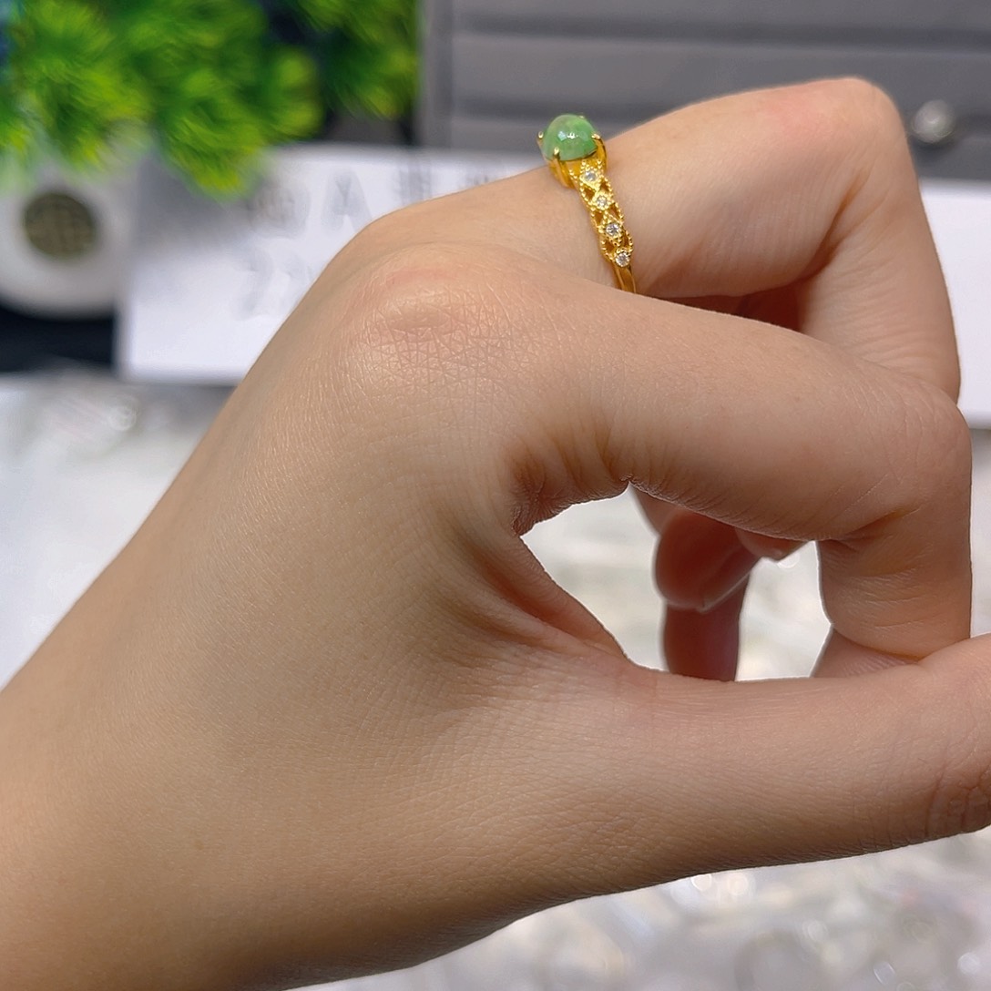 翡翠戒指银S925镶嵌小*我