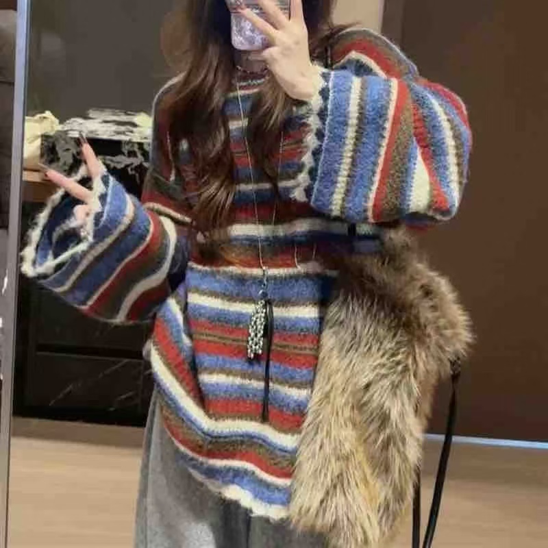 【NANA】复古慵懒风条纹毛衣9659