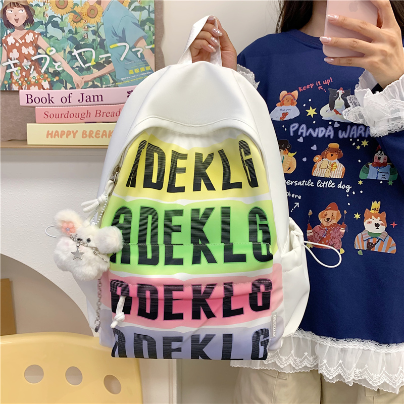 字母书包初高中大学生男女小众潮酷轻便简约百搭休闲时尚双肩背包