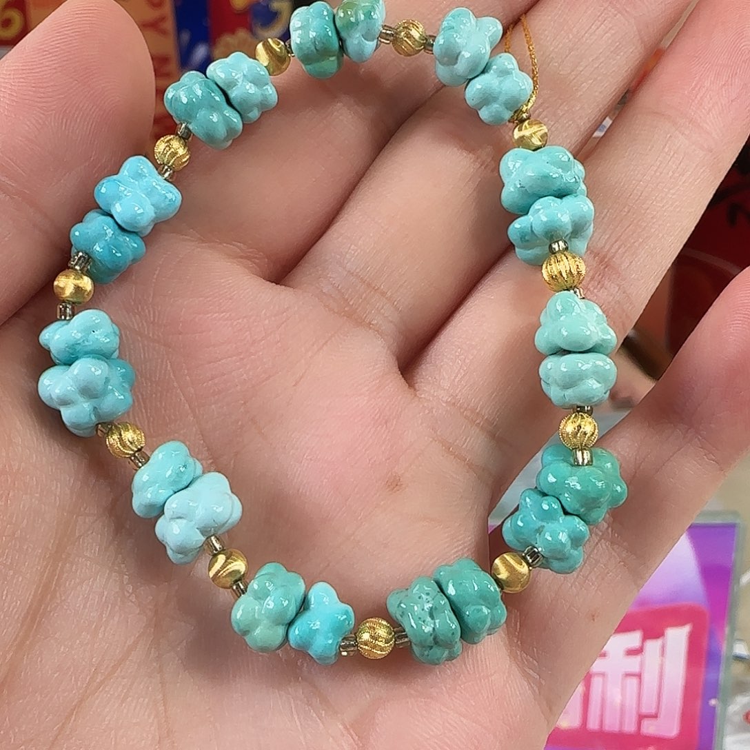 绿松石18K金镶嵌珠宝奇石