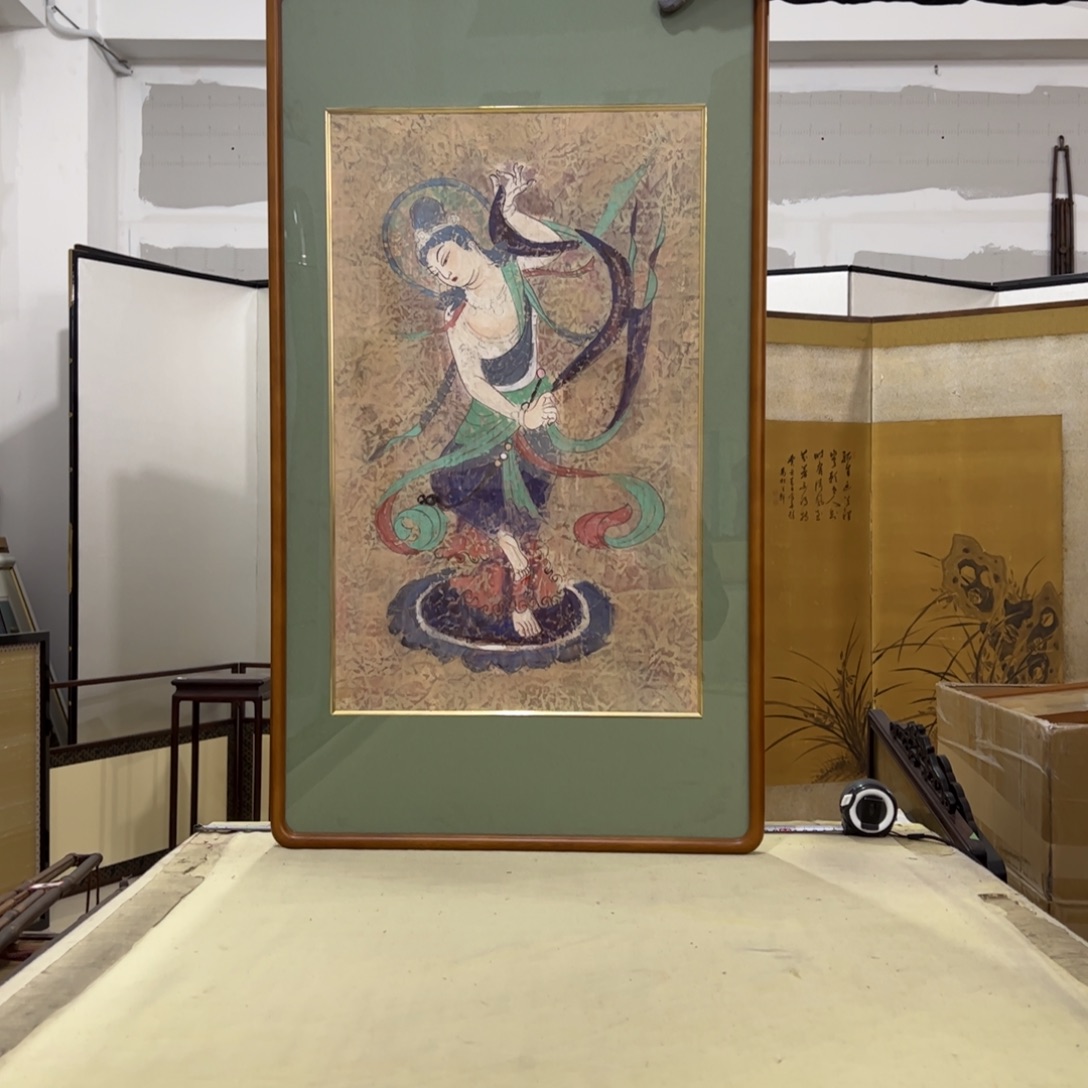 八***佛绘画屏风框画茶空间设计