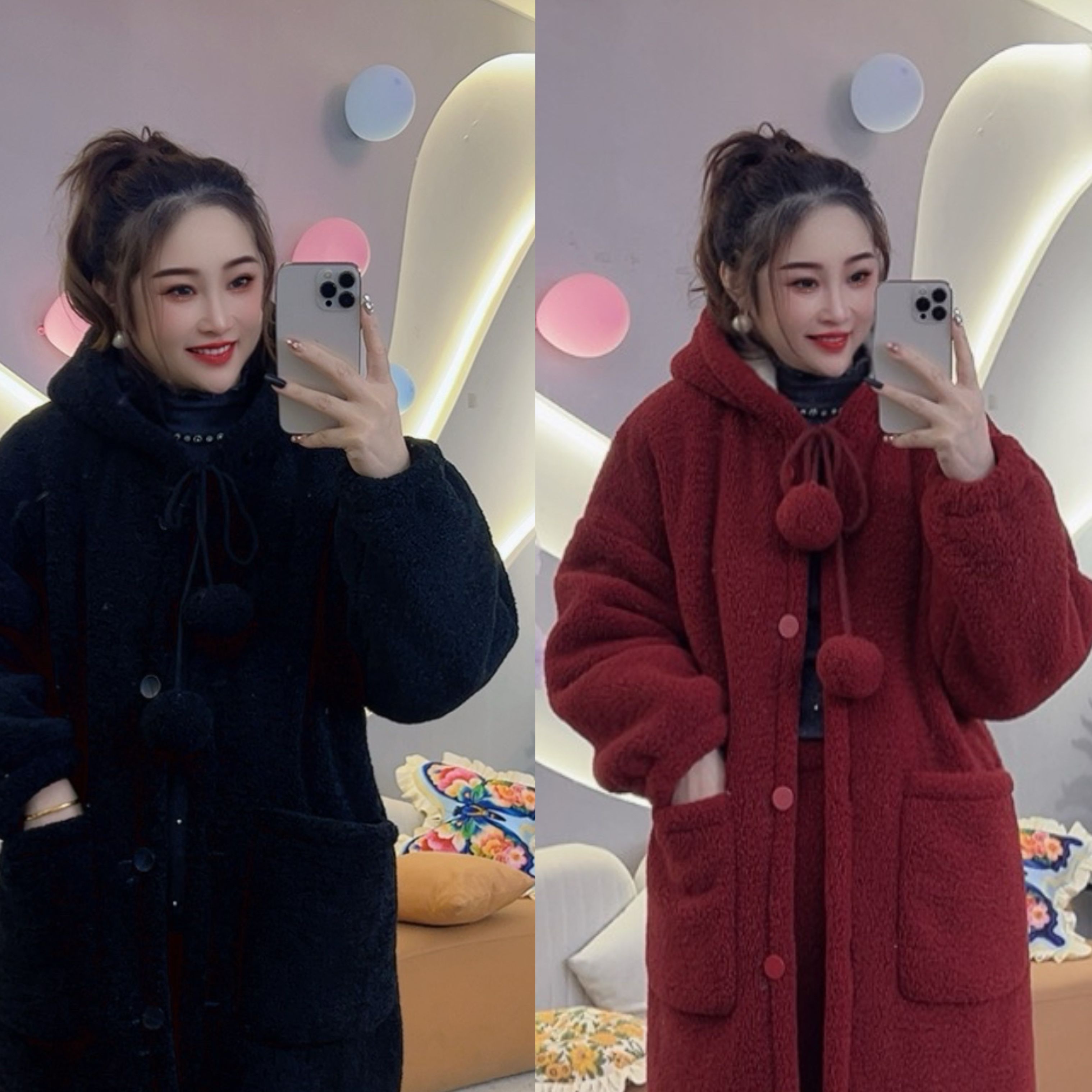 花嫂家冬季新款长袍套装可外穿家居服睡衣套装5322