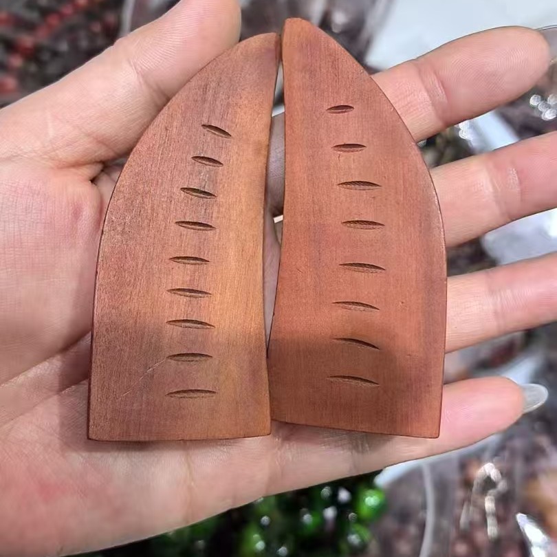 雷击枣木天然圣杯配说明书牛角羊角卦木雕摆件