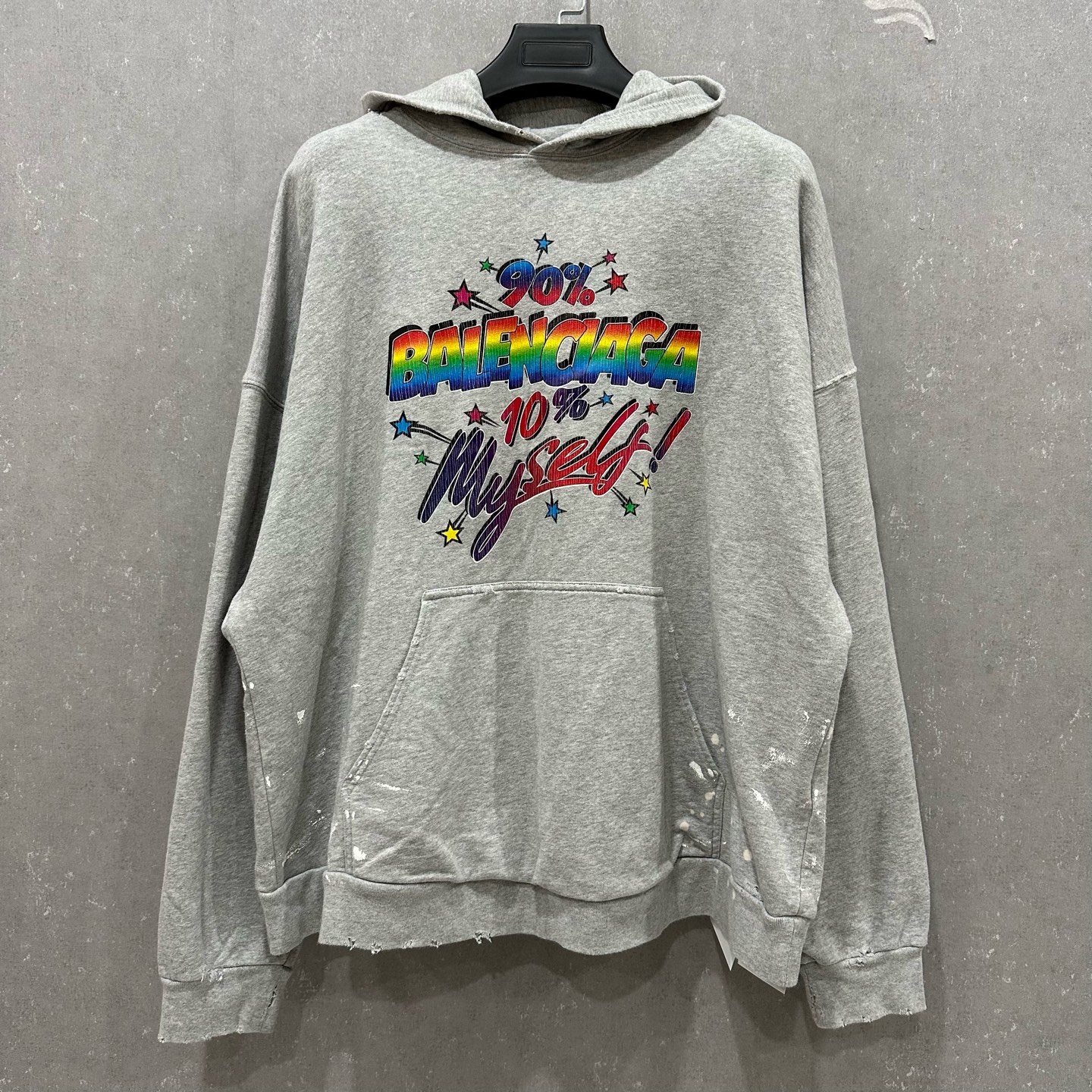 99新 Balenciaga/巴黎世家 彩虹字母印花连帽长袖卫衣 L码006007