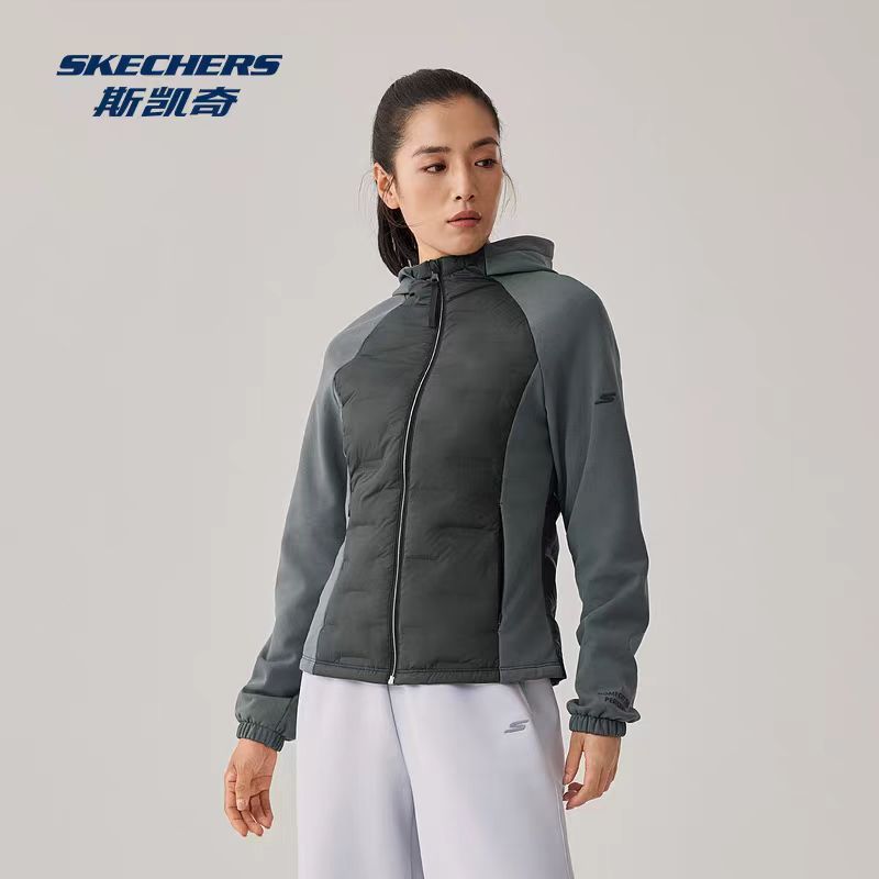 斯凯奇官方运动风防风女保暖男款连帽冬季外套P425M141&P425W188
