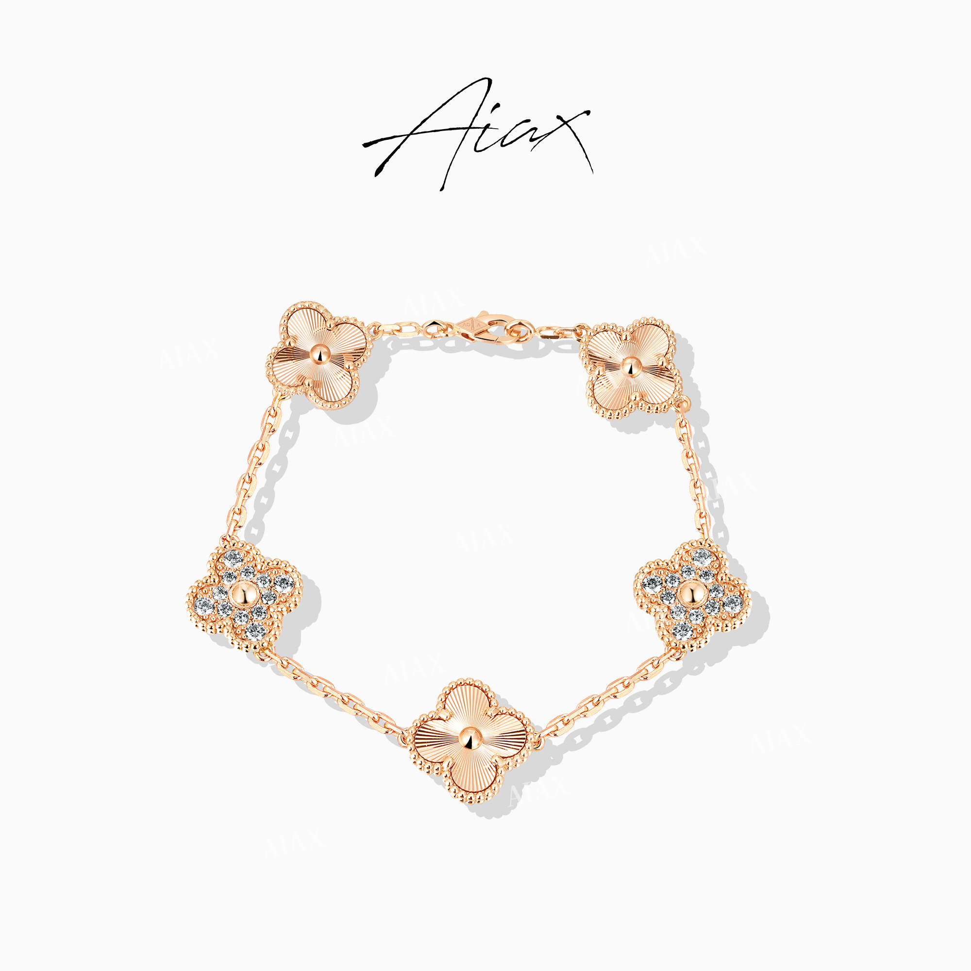 AIAX 925银 镀K金  【四叶】设计师手工幸运四叶手链TSS7370