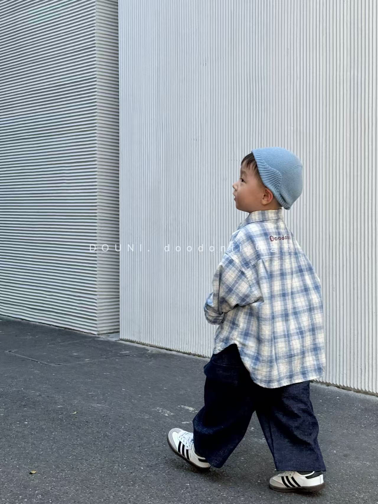 Doodonii 豆泥 2025秋季新款衬衫长袖男童休闲风春秋舒适格子韩版