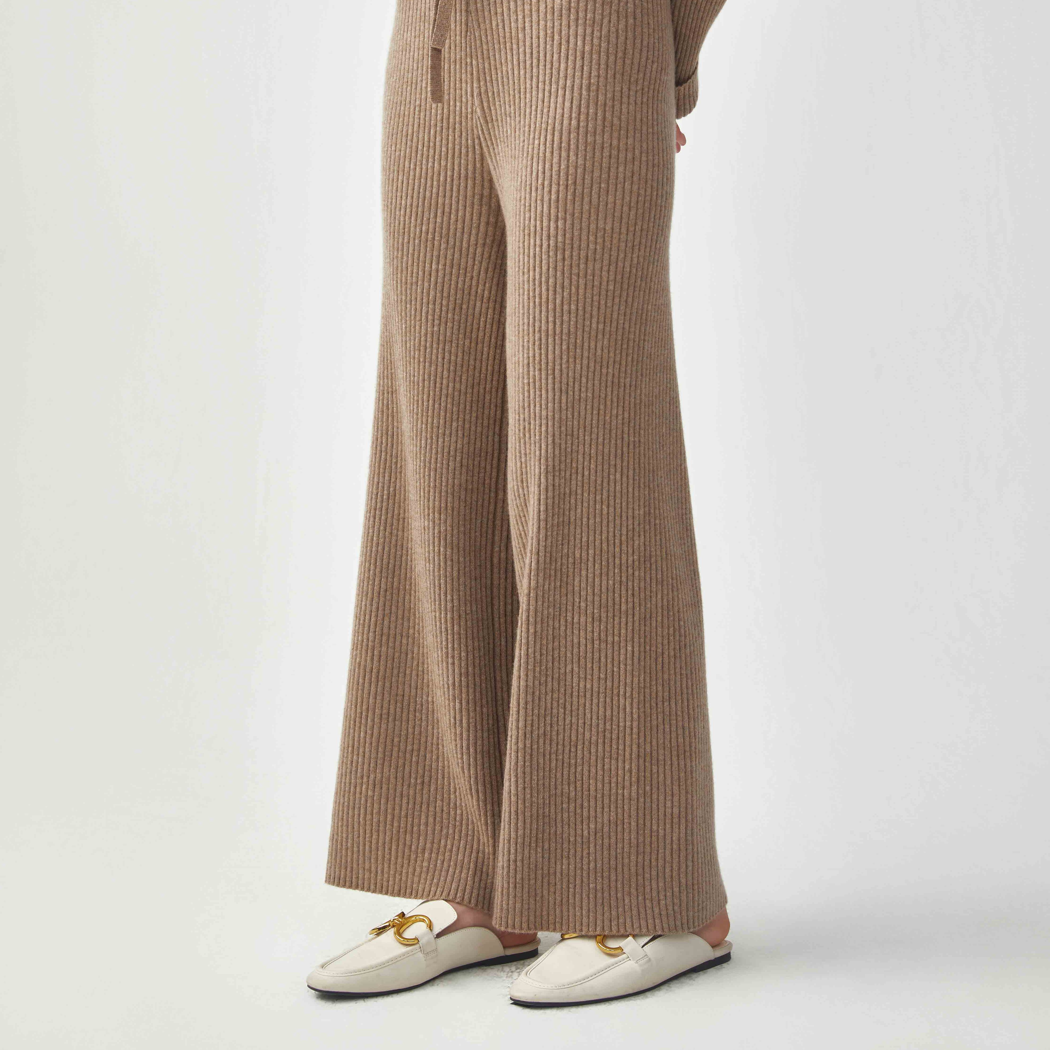 King Deer/鹿王秋冬百搭时尚针织休闲宽松直筒羊绒裤L804164