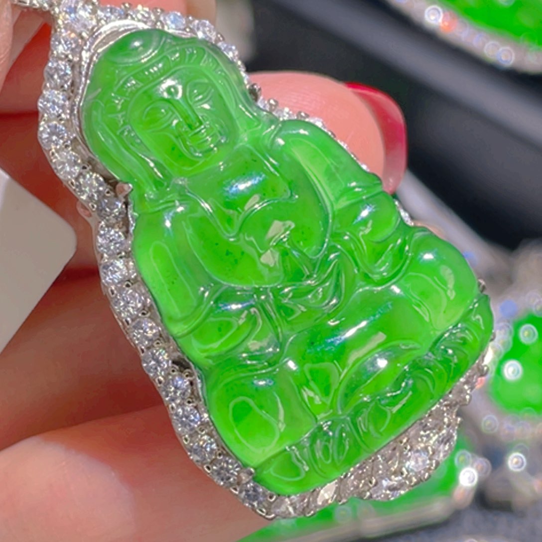 翡翠吊坠(不含链)银S925镶嵌