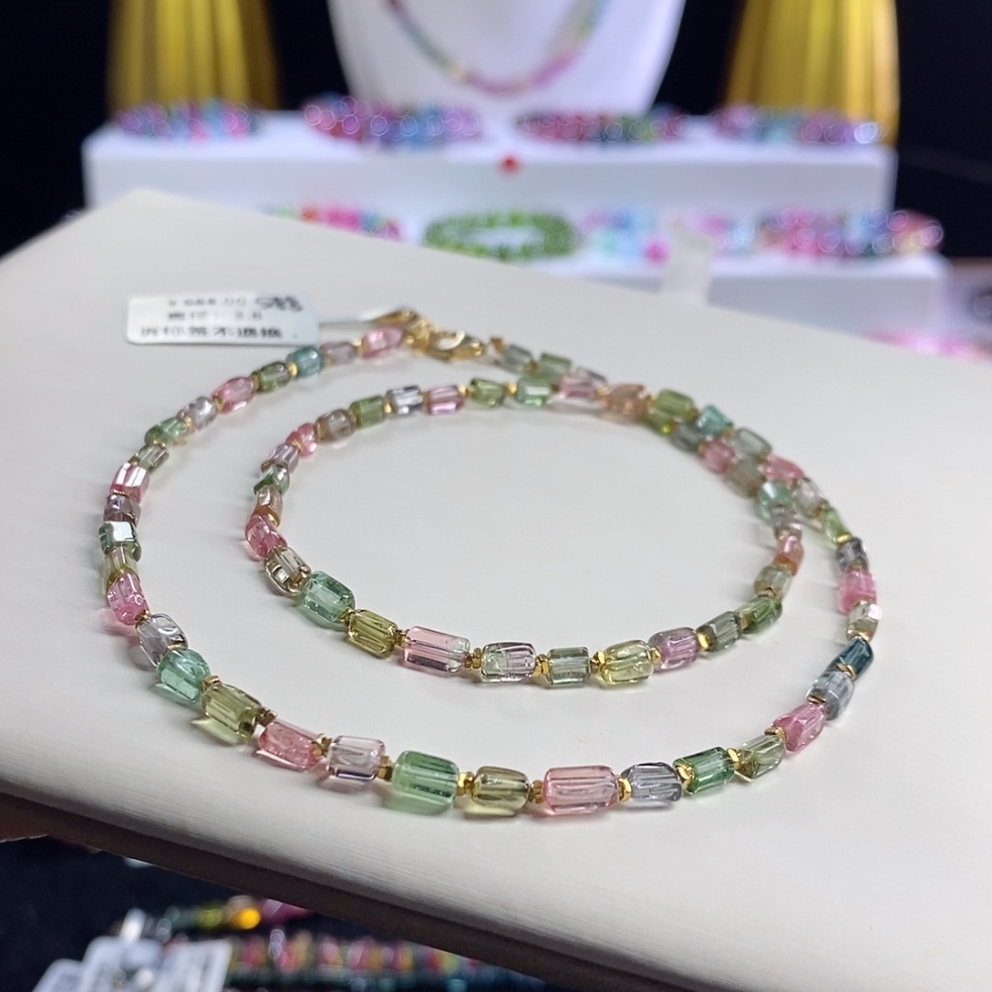 未镶嵌手链碧玺方糖锁骨链