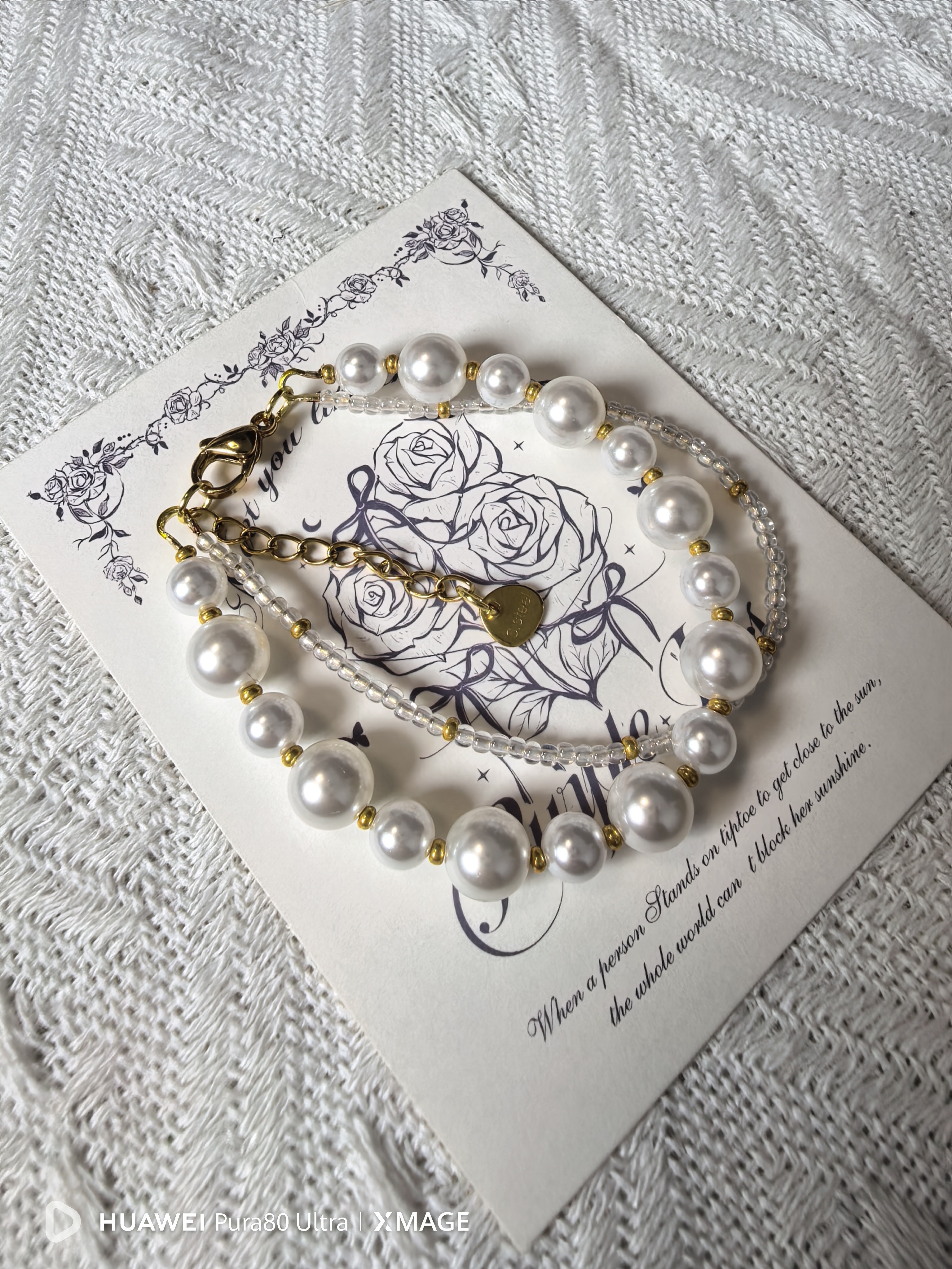 钛钢玻璃手链 原创纯手工高级简约复古抽拉式串珠钛钢手链