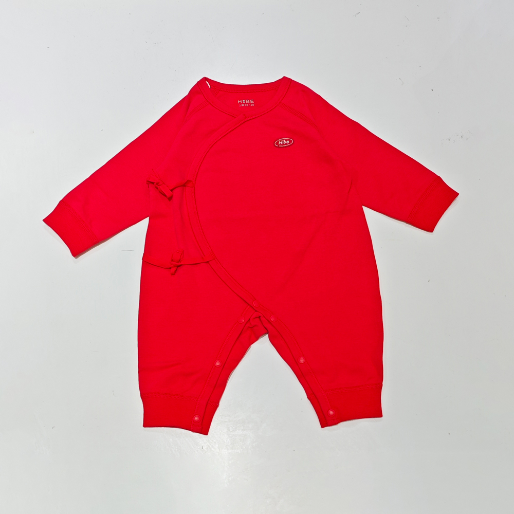 怡比亲肤柔软婴儿内衣纯棉内衣连体装大红色正红色秋衣初生满月