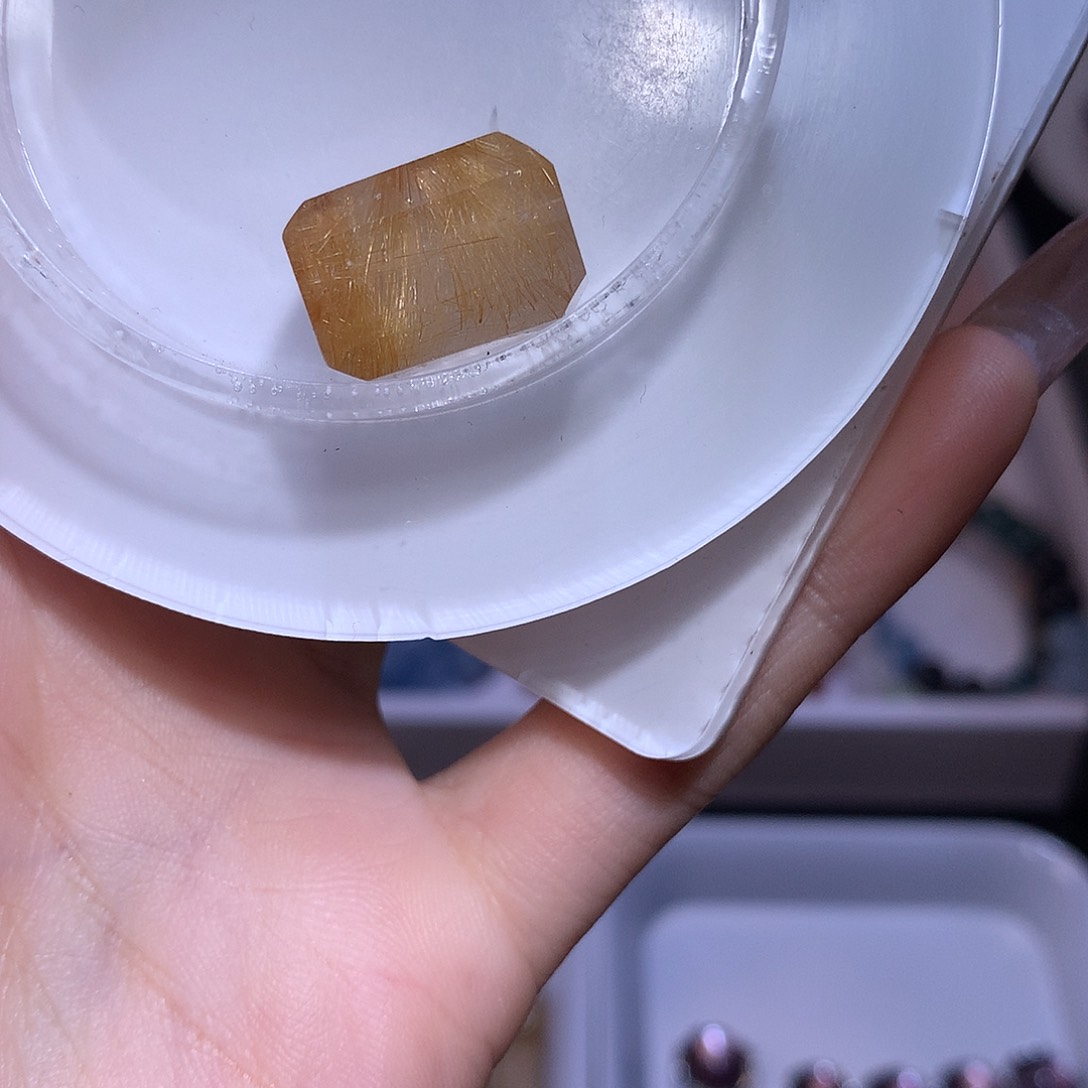 水晶手串未镶嵌绒**茶金发晶11×16mm