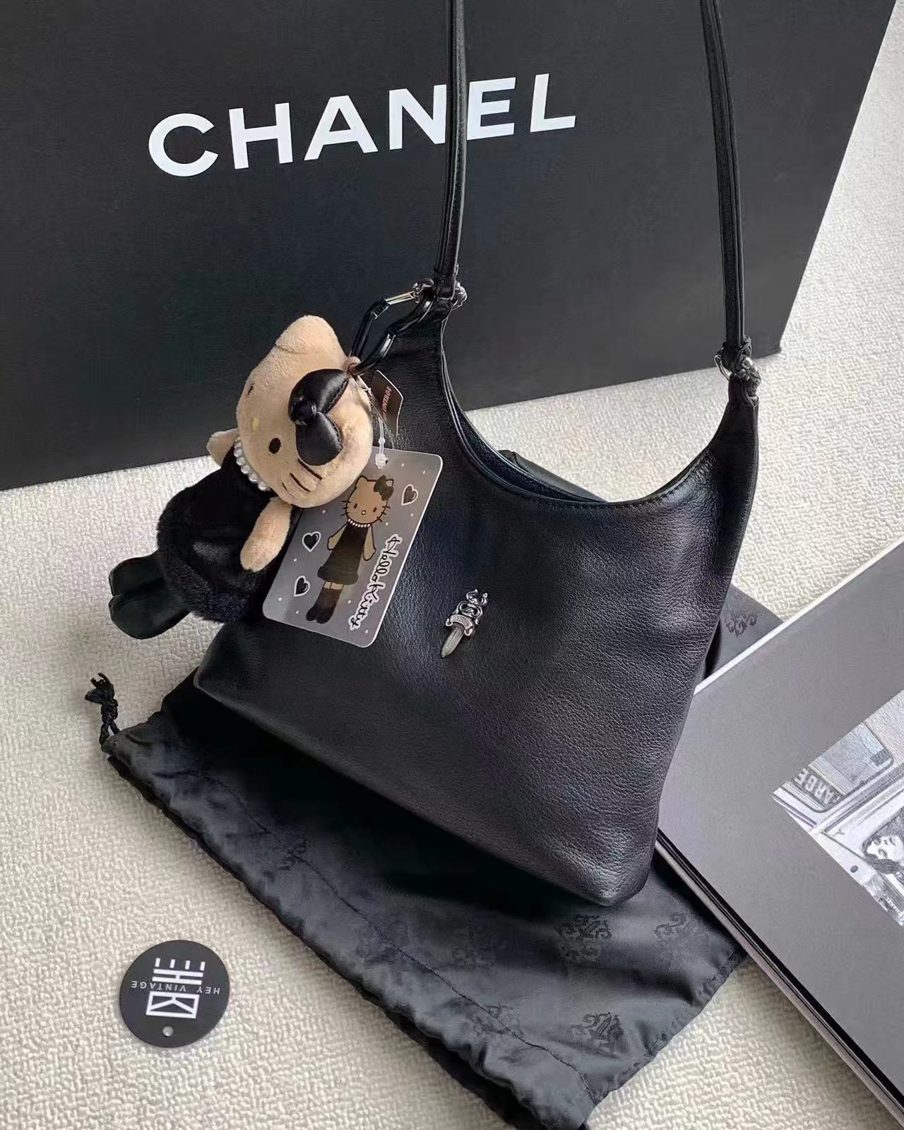 95新 Chrome Hearts/克罗心 黑银vivi hobo包 16290707