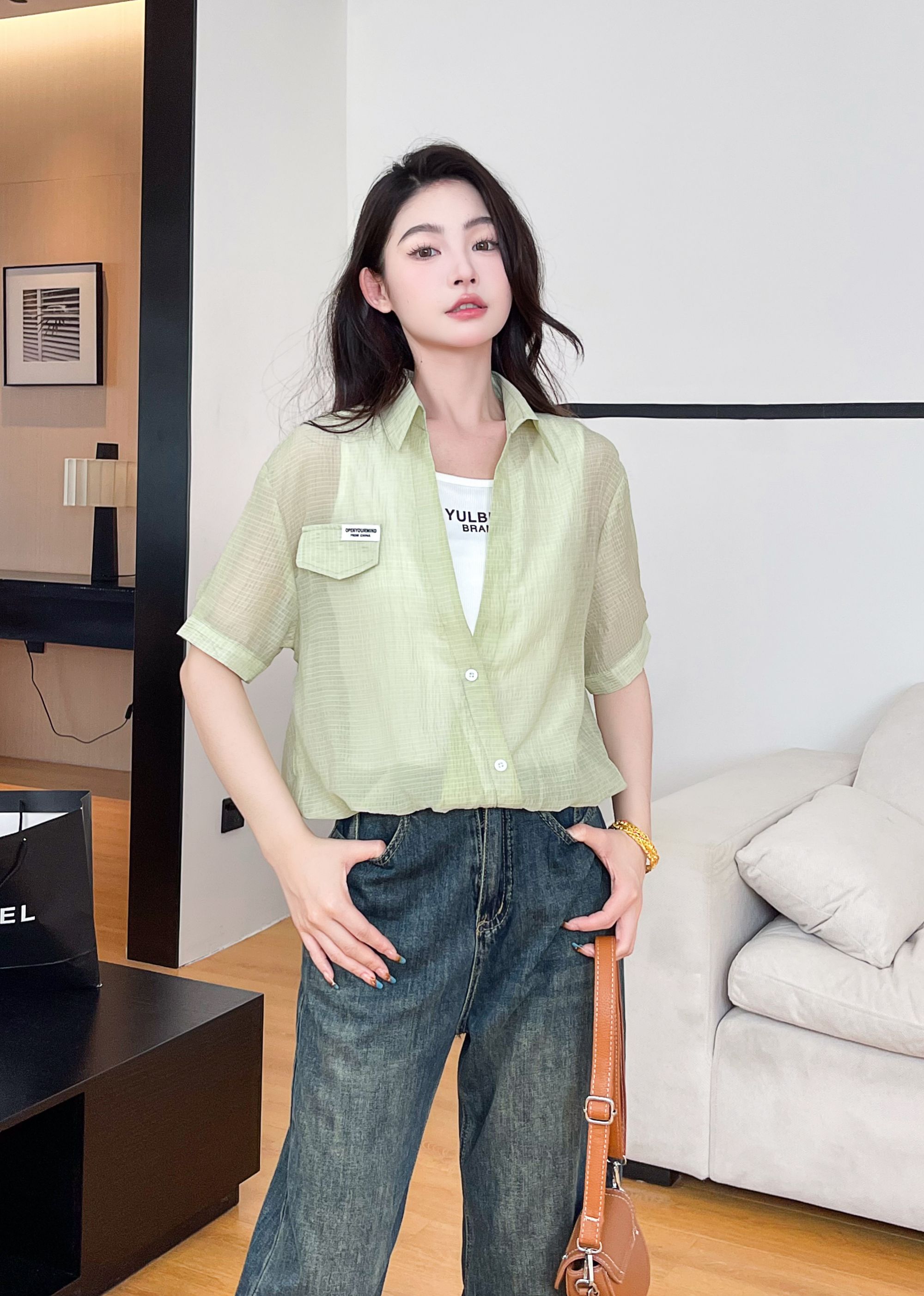 8288#新款时尚气质【衣长48】假两件上衣