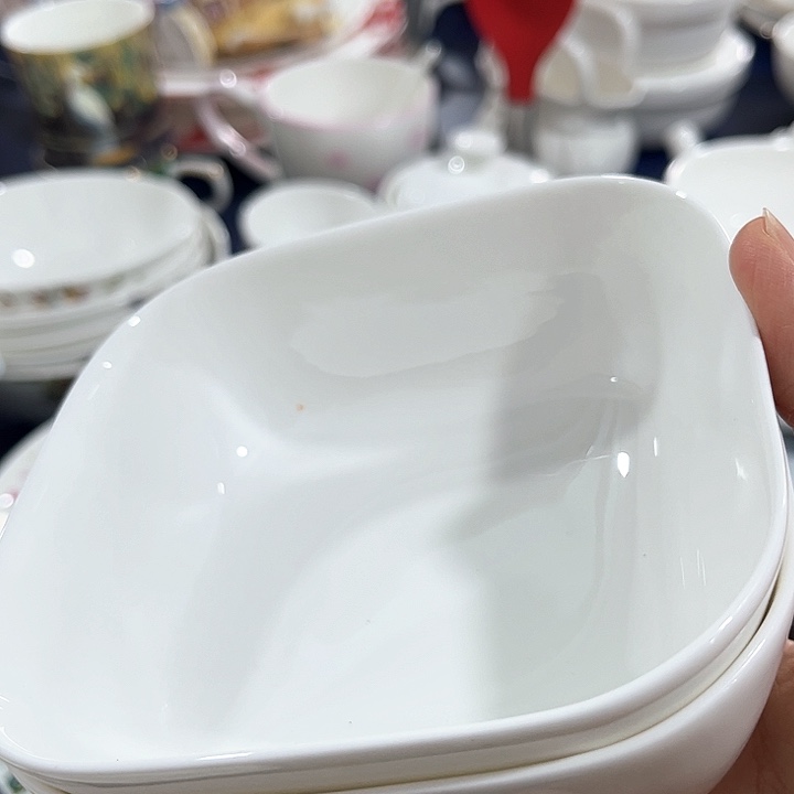 碗微瑕骨瓷方碗两只装小